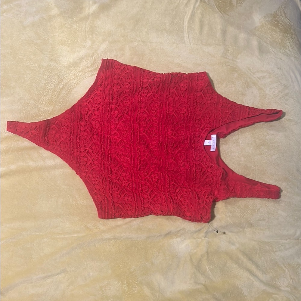 Red Lace Sleeveless Top